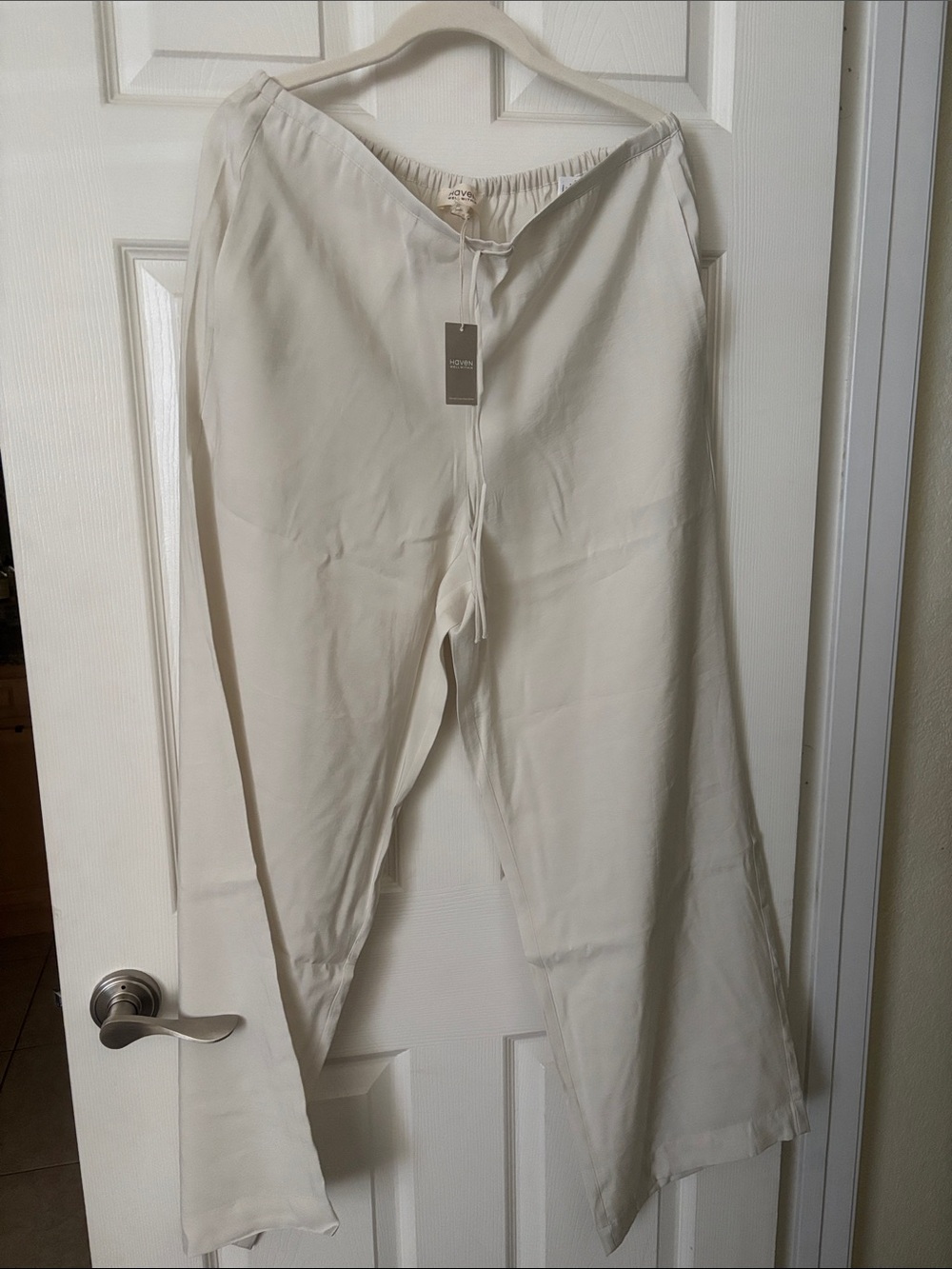 NWT Talbots Haven Well Within Cream Wide Leg Drawstring Pants